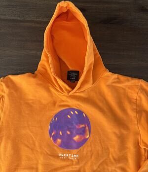 Overtime Hoodie Fleece Sweatshirt Youth XL 18-20 Orange Heat Check Graphic